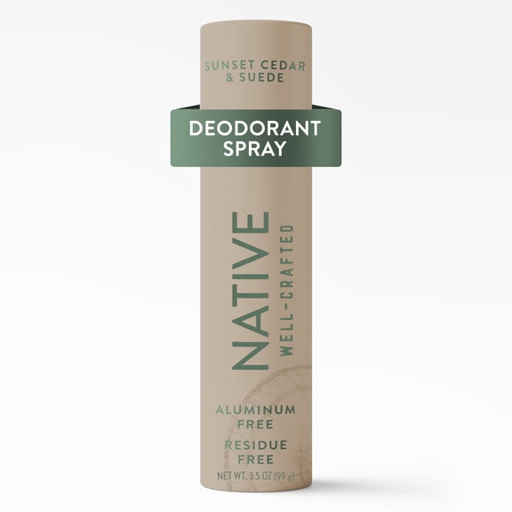 Native Aluminum Free Spray Deodorant for Men, Sunset Cedar & Suede, Well-Crafted, 3.5 oz