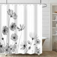 thumbnail image 3 of Gray Daisy Flowers Shower Curtain, Simple and Fresh Elegance Floral Plants Cloth Rustic Farmhouse Bathroom Decor, Waterproof Durable Fabric Bathtubs Curtains Sets with 12 Hooks 72x72 White, 3 of 6
