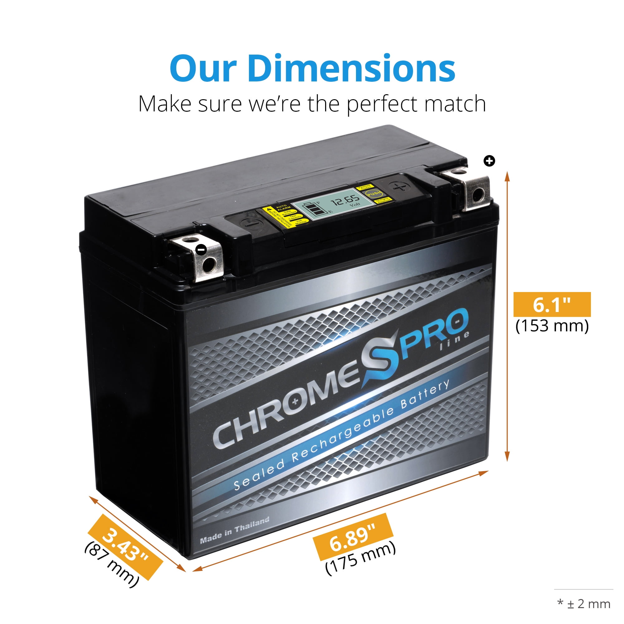 Chrome Pro Battery YTX20HL-BS (20HL-BS 12 Volt,18 Ah, 310 CCA) iGel Motorcycle Battery for Yamaha Xvs13ay V Star 1300, Stryker 1300cc - Year (2009 - 2017)