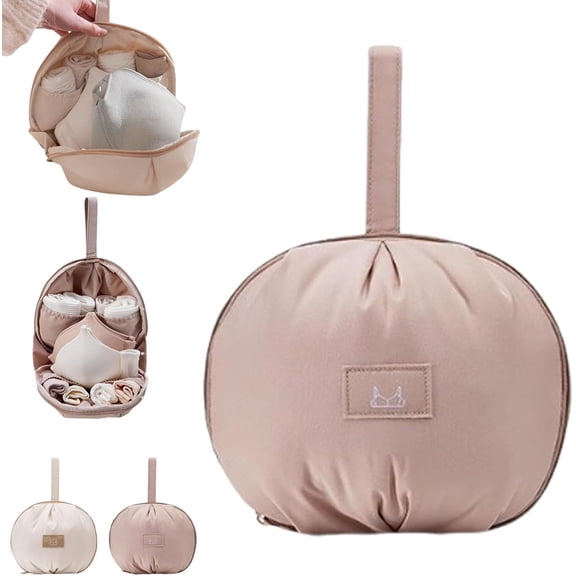 Lingerie Storage Bag Set - Travel Underwear Organizer with Multi-Compartment, Portable Bra & Panty Pack for Suitcase, Delicates Storage Cube for Bras, Panties & Socks (Pink) P