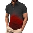 thumbnail image 2 of BRGZLK Mens Polo Shirts Summer Short Sleeve Ombre Print Moisture Wicking Gym Workout T-Shirt Casual Loose Pullover Tees Wine 3XL, 2 of 5