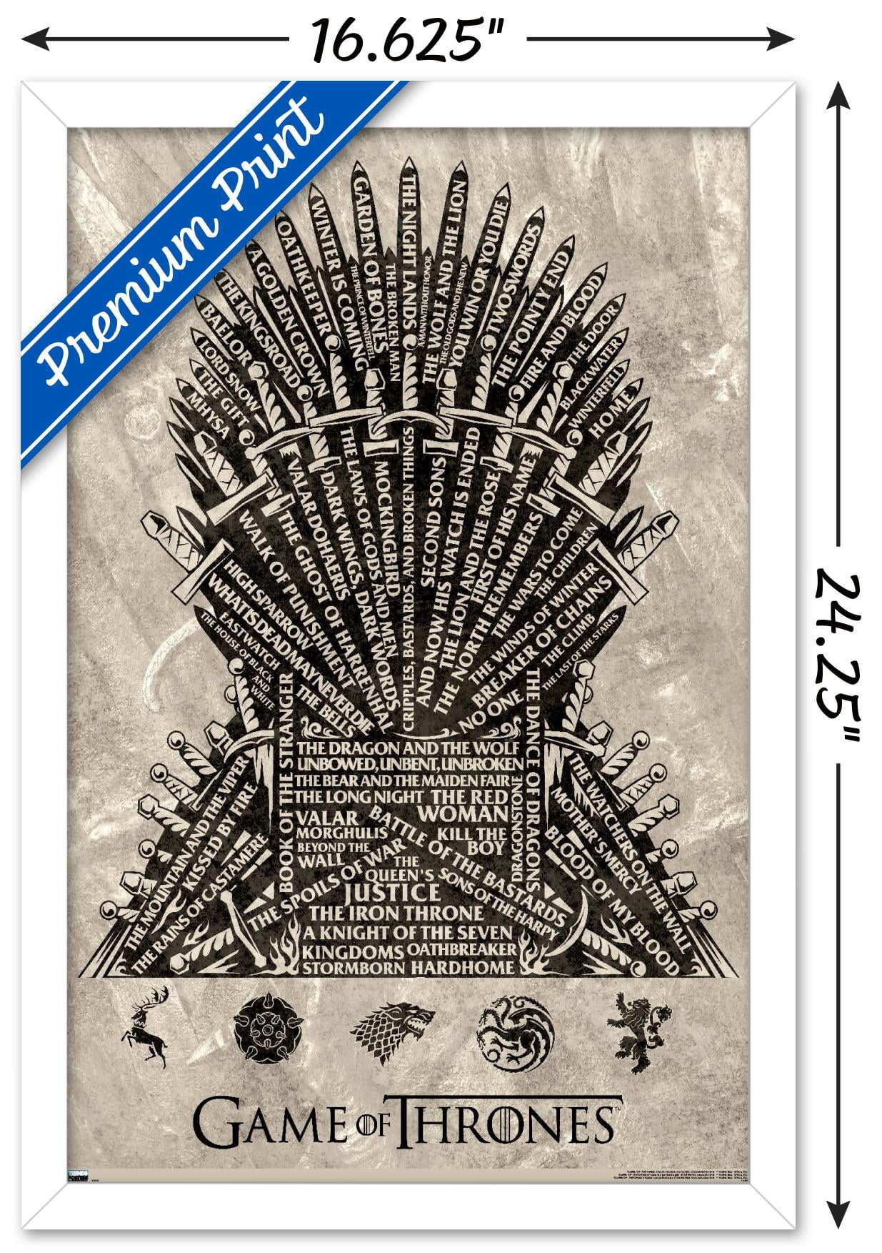 Game of Thrones - Iron Throne Wall Poster, 14.725" x 22.375", Framed