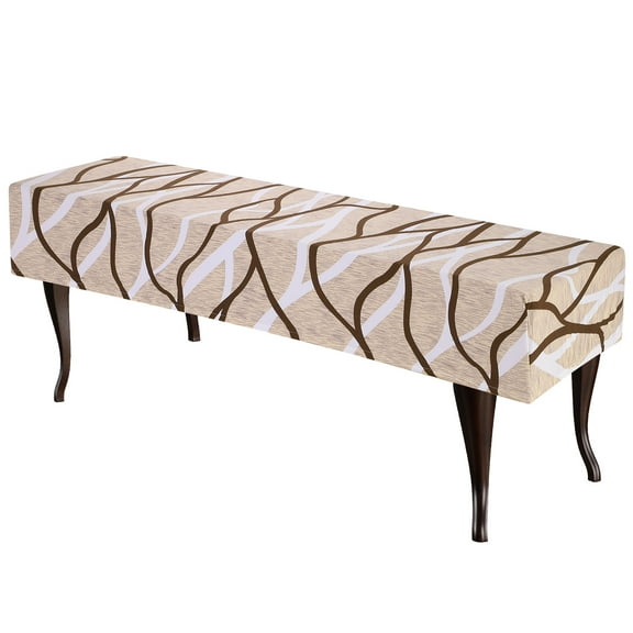 Uxcell Bench Cushion Cover Dining Bench Cover Brown and White Polyester Spandex 42-54 inch Stretch Length