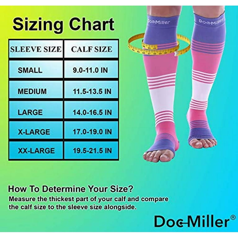 Doc Miller Open Toe Compression Socks Women and Men 20-30mmHg, Toeless  Compression Socks Women, Support Shin Splints and Calf Recovery, Varicose  Veins, 1 Pair Small Pink Violet White Knee High 