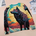 thumbnail image 6 of Sweatshirt For Womens Crewneck Colorful Lone Wolf Hoodies Teen Girls Cute, 6 of 7