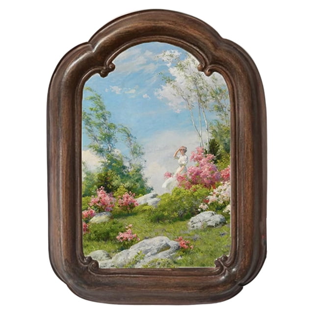 veasfak Retro Resin Photo Frame Decorative Hand Painted Home Decoration Tabletop Display 15.5x19.6cm