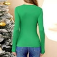 thumbnail image 5 of Gyexs Cute Long Sleeve Tops for Women Round Neck Ribbed Knit Fitted T-Shirts Open Chest Design for Going Out Tee Green, Size S, 5 of 5