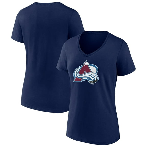 Women's Navy Colorado Avalanche Team Primary Logo V-Neck T-Shirt