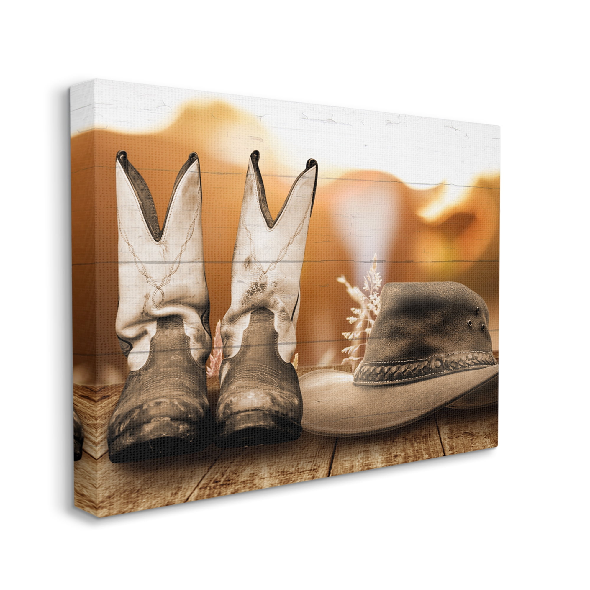 Stupell Industries Rustic Cowboy Boots Beauty & Fashion Painting Gallery Wrapped Canvas Art Print Wall Art, 20 x 16