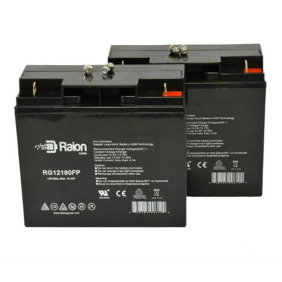 Raion Power 12V 18Ah Replacement Wheelchair Battery for Bruno Typhoon - 2 Pack