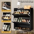 thumbnail image 6 of Vinform Shoes Cabinet with 2 Flip Drawers for Narrow Entryway, Shoe Storage Cabinet Wood Shoe Rack Organizer for Hallway Living Room (Black), 6 of 9