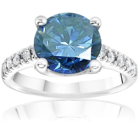 Pompeii 2 1/4ct Blue & White Diamond Engagement Ring 14K White Gold Lab Grown (G/H,VS)
