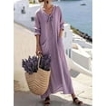 thumbnail image 2 of Mgmyaa Women's Casual V-Neck Long Sleeve Solid Loose Tent Long Dress, 2 of 7
