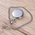 thumbnail image 2 of Mens Blank Stainless Steel Case White Dial Arabic Numeral Pocket Watch with Chain, 2 of 4