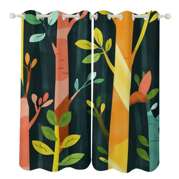 Forest Trees (22) 2 Panels Curtains for Bedroom Living Room Drapes Kitchen Window Curtain Home Decor
