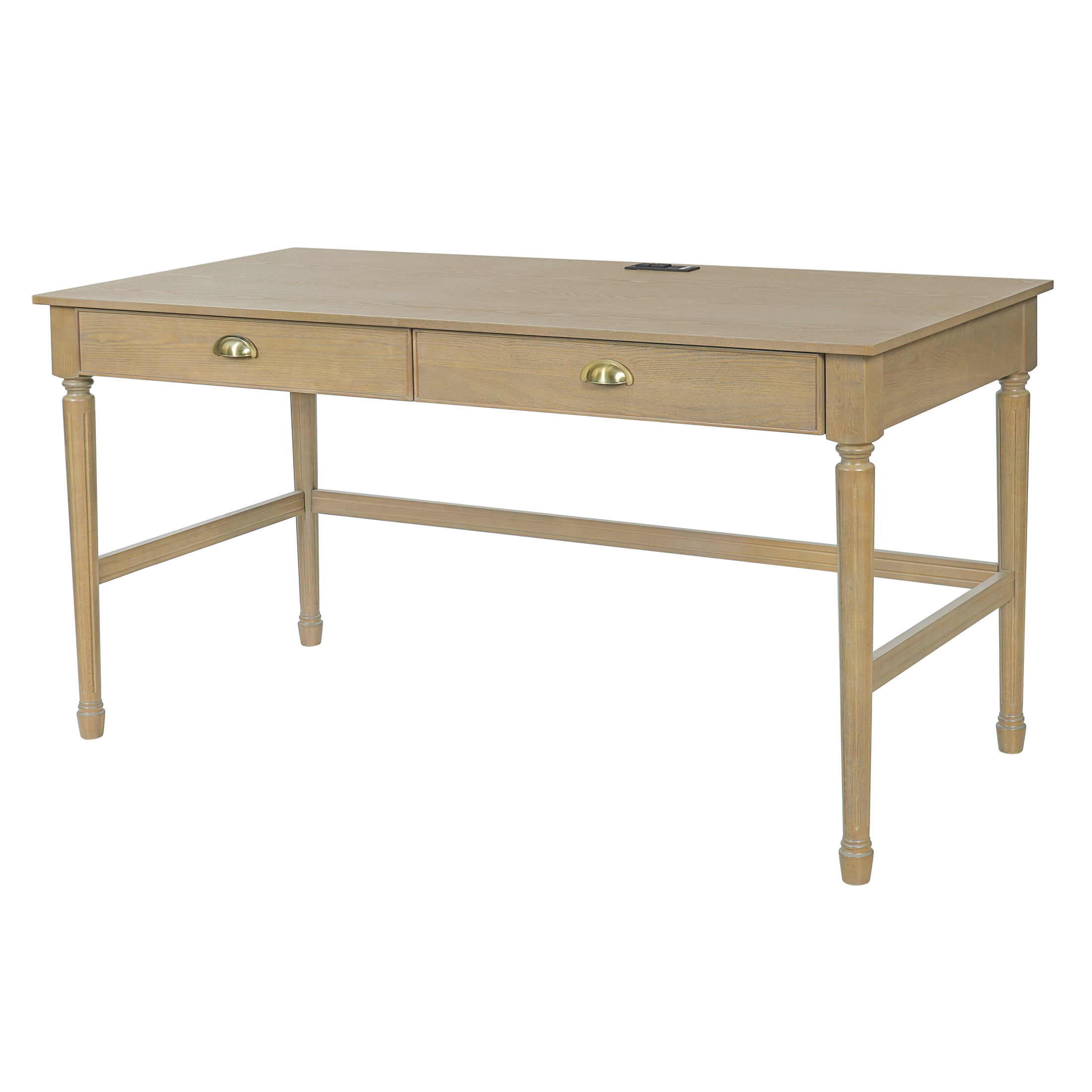 Christopher Knight Home 60" Modern Wooden Home Office Writing Desk with Drawers and USB Ports, Natural