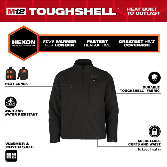 Milwaukee Tool M12 Heated TOUGHSHELL Jacket Kit, Black, 2X