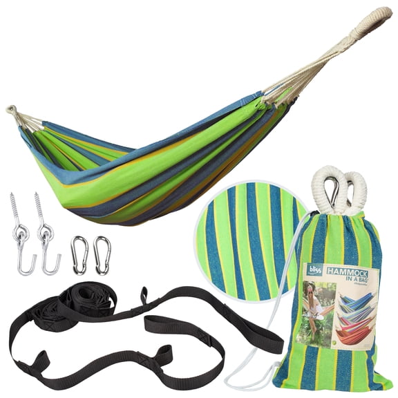Bliss Hammocks 40"W Single Hammock with Rope Loops & Tree Straps, 220 lb, Mediterranean
