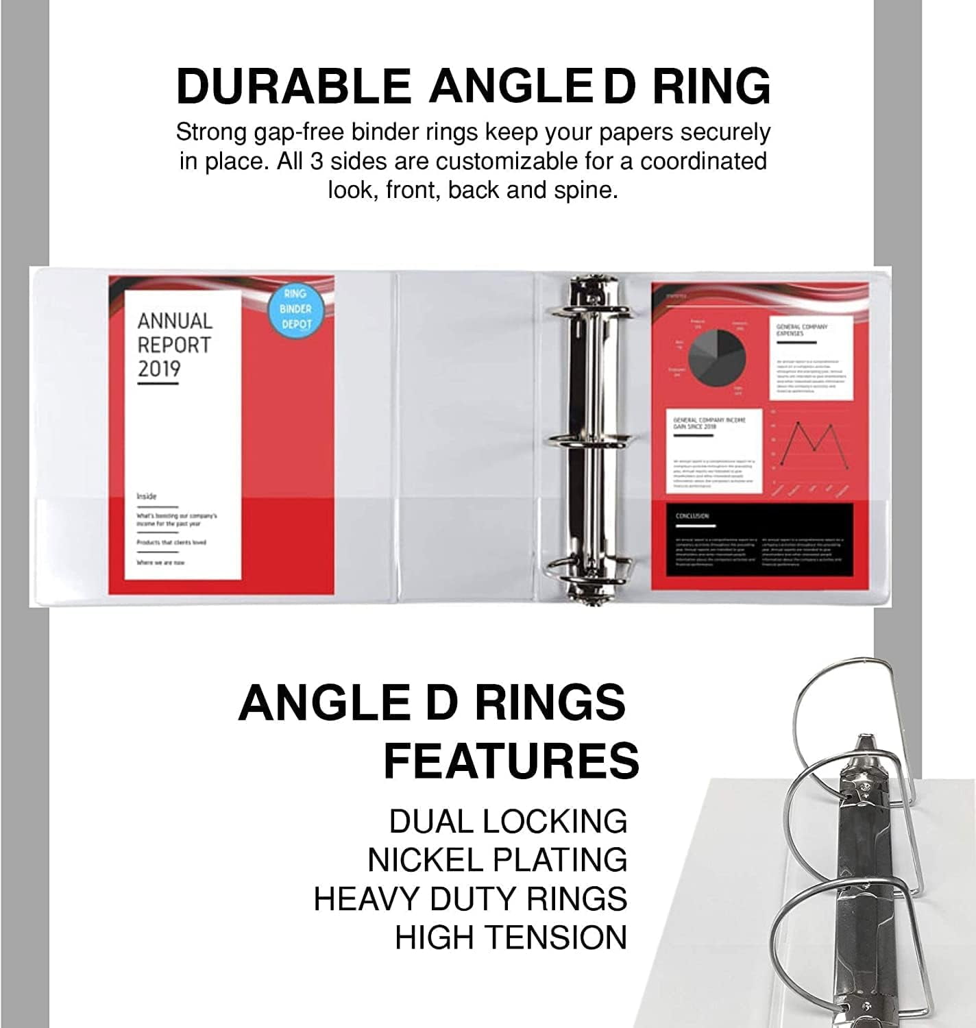 6-in White, 4-Pack, Heavy Duty Slant D-Rings,1100+ Sheet Capacity, Binder Locking, 3 Ring Binder, Clear View, Pockets (6.5 Inch Spine)