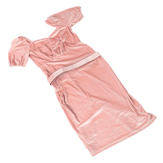 Vestido Ajustado De Terciopelo Para Mujer, Vestido De Fiesta De Cóctel Elegante Ajustado Con Manga Corta Abombada, Función Moldeadora De Levantamiento De Cadera