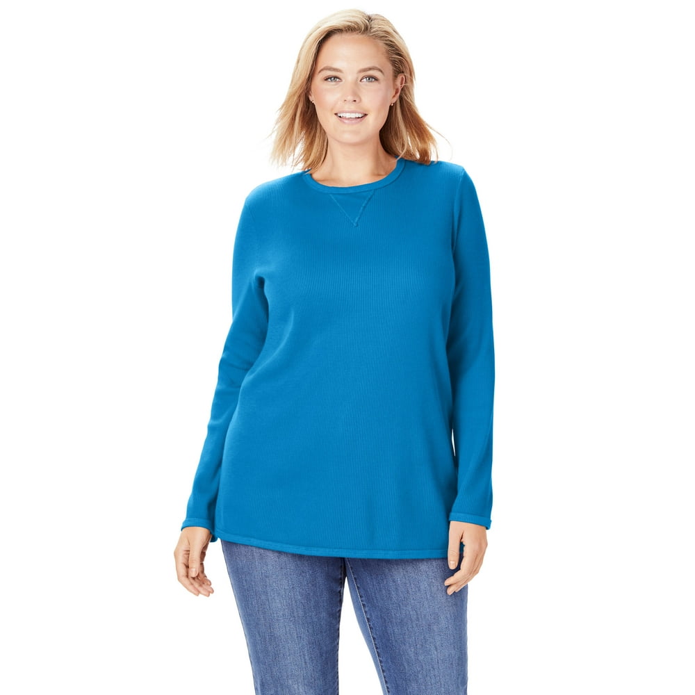 Woman Within - Woman Within Plus Size Thermal Sweatshirt - Walmart.com ...