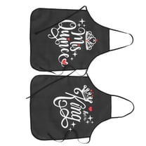 Masteelf 1 Pair Of Apron For Him And Her Valentines Themed Apron With Letter And Crown Print Multi-Purpose Apron For Cooking Party Favor Stylish And Comfortable Cooking Apron For Couples