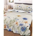 thumbnail image 3 of Quilts Twin XL Size, Blue Yellow Pink Spring Floral Soft Comforter Bedding Set for Bed, Watercolor Summer Botanical Rustic Lightweight Quilted Bedspread with Pillow Cover(2 Pieces), 68x98 Inch, 3 of 6