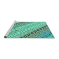thumbnail image 2 of Ahgly Company Machine Washable Indoor Round Southwestern Turquoise Blue Country Area Rugs, 3' Round, 2 of 4