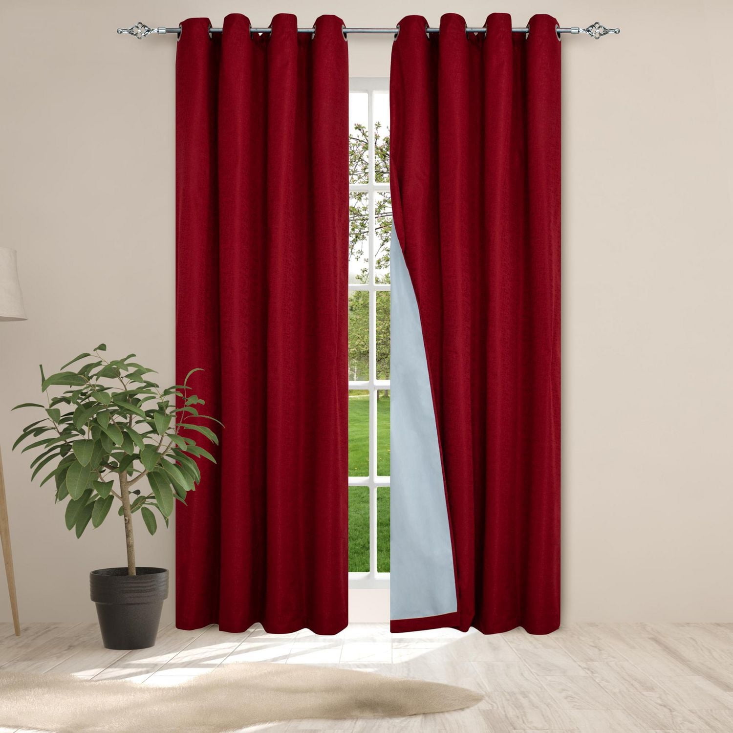 Safdie & Co. Curtain Jaquard 2PK 84L Blackout Red