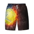 thumbnail image 4 of Lsque Mens Swim Trunks Tennis Ball On Fire And Water Pattern - Bathing Suit Compression Liner - Beach Swim Shorts Swimwear - (S-3XL) - Stretch Quick Dry -3X-Large, 4 of 9
