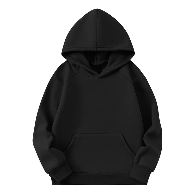 AWZXDE Kids Solid Color Pullover Hoodie With Pocket Drop Shoulder