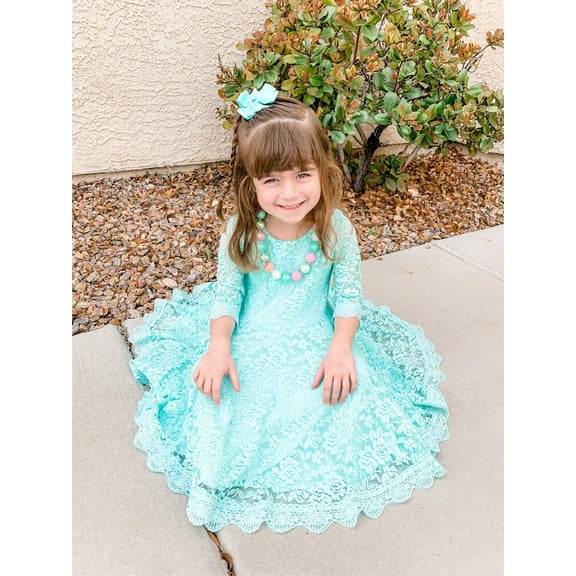 Teal Lace Twirly Dress