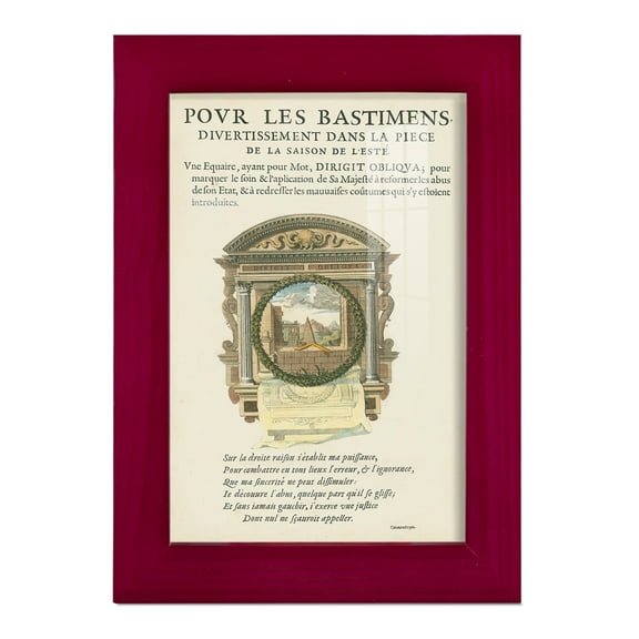 Printed Embellished Bookplate I - Framed Print w/glass - Cherry Red