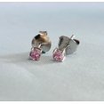thumbnail image 2 of Round Stud Earrings, 3mm Pink Sapphire Gemstone Earrings, 925 Sterling Silver Everyday Studs, 2 of 2
