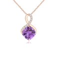 thumbnail image 2 of ANGARA Natural Claw-Set Amethyst Infinity Pendant with Diamonds in 14K Rose Gold for Women (Size-6mm) | February Birthstone, Birthday, Anniversary, Jewelry Gift for Women | Natural Amethyst Necklace, 2 of 9