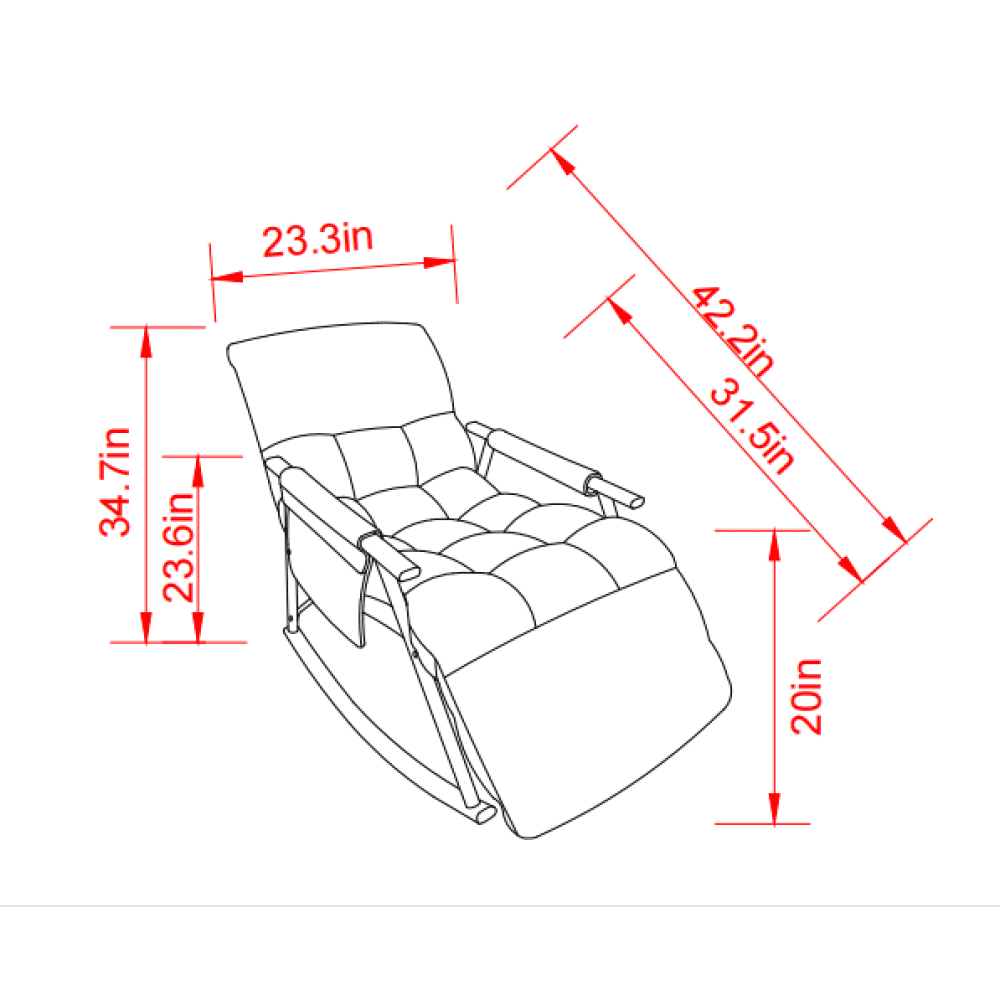 LUCKHAO Modern Velvet/Teddy Living Room Adjustable High Back and Foot Rest Rocking Chair,White