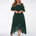 thumbnail image 3 of Samickarr Summer Savings Clearance Summer Dresses For Women 2023 Plus Size Dress For Women Sundresses Women's Casual Solid Color Plus Size Round-Neck Lace Short Sleeve Loose Pullover Dress, 3 of 7
