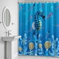 thumbnail image 6 of Summer Coastal Bathroom Shower Curtain, Ocean Blue Seahorse Jellyfish Nautical Coral Bubble Waterproof Washable Soft Bath Curtain for Bathtub Decor with 12 Hooks&Grommet, 72x72 Inch, 6 of 9