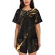 thumbnail image 1 of Balery Black And Gold Fire Dragon Conjunto de Pijama para Mujer con Estampado, Dos Piezas de Manga Corta y Shorts, Ropa de Dormir Suave con Cuello Redondo y Bolsillos-Small, 1 of 6