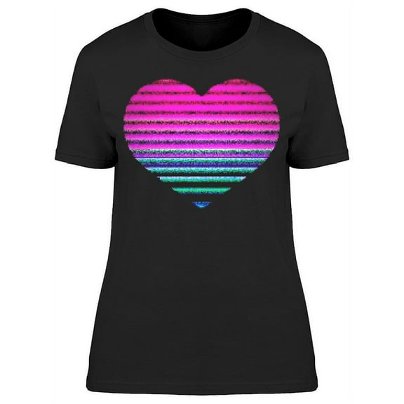 Glitched Glowing Heart  T-Shirt Women -Image by Shutterstock, Female 3X-Large