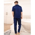 thumbnail image 4 of Conjunto de pijama SWOMOG de satén de manga corta con pantalones largos para hombre, 4 of 5