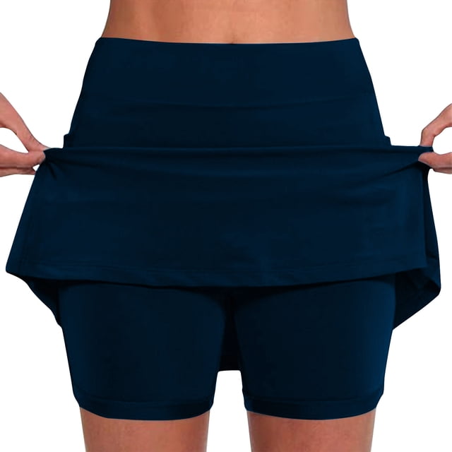 Gspmoly Shorts Short pour Femmes, Nouveau Coloris pour Femmes Jupe-Pantalon Taille Mi-Haute de Sport Décontractés Jupe-Pantalon de Base Shorts de Randonnée pour Femmes jusqu'à 60 % de Rabais Bleu Marine P