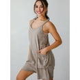 thumbnail image 4 of Womens Summer Casual Sleeveless Rompers Loose Spaghetti Strap Shorts Overalls Outfits Jumpsuits with Pockets Khaki XXL, 4 of 9