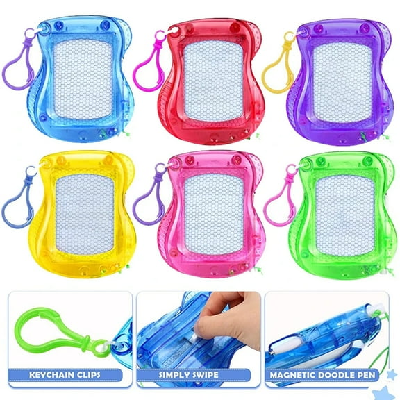 OUSITAID 6 mini magnetic drawing pads with metal keychain Party Gift Kids Gift Bag Stuffing Birthday party bag Suitable for boys and girls