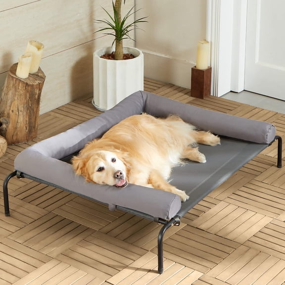 WNPETHOEM Dog Elevated Cooling Dog Bed, Raised Dog Cots Beds for Large Dogs, Outdoor Pet Bed for Large Dogs, Chew Proof Portable Cooling Pet Cot Skid-Resistant Feet, Frame with Breathable Mesh