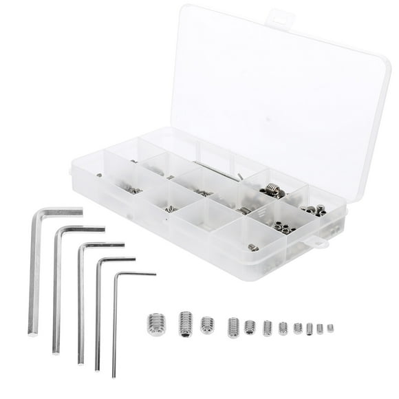 Hexagonal Hex Grub Screw Allen Head Socket Silver 240Pcs 2.3In