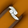 thumbnail image 4 of 1.00 Carat (ctw) 18K White Gold Round & Baguette White Diamond Ladies Two Stone Bypass Style Bridal Engagement Ring 1 CT, 4 of 4