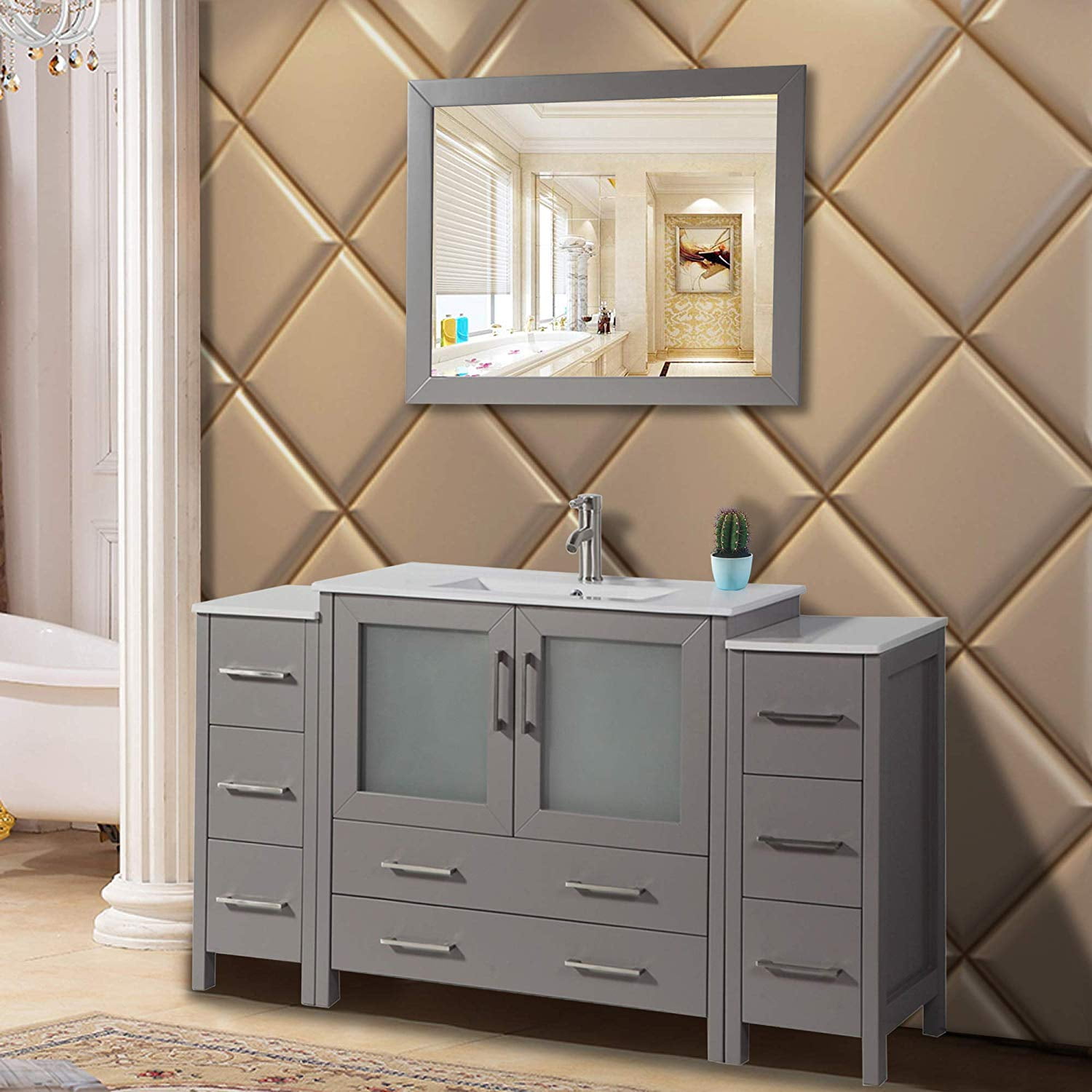 Vanity Art 60 Single Sink Bathroom Vanity Combo Set 8 Drawers 1