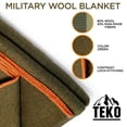 thumbnail image 6 of TEKO Large Wool Camping Blanket Throw Blanket – 90”x64” Large Outdoor Blankets  - Machine Washable Emergency Survival Fire-Proof Blanket Green, 6 of 8