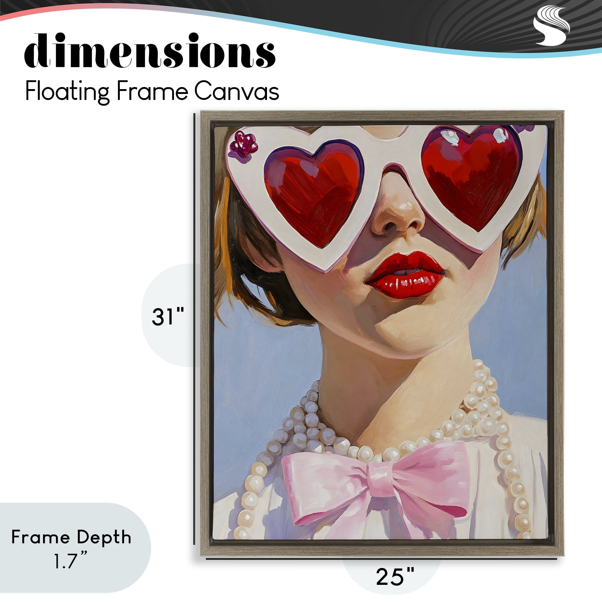 Stupell Industries Romantic Red Heart Glasses Brown Framed Floater Canvas Wall Art, design by The Prints Vibe